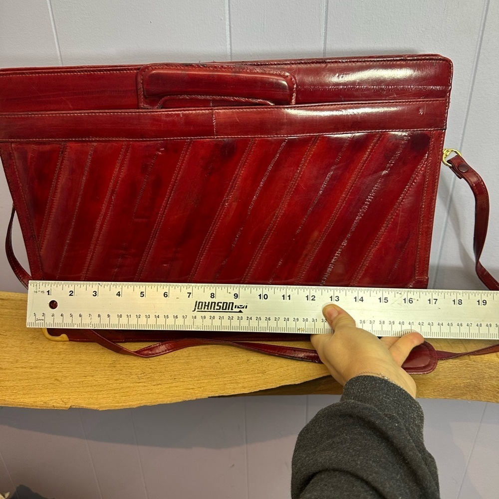 Elegant Burgundy EEL skin vintage Attaché SET - Picture 14 of 15